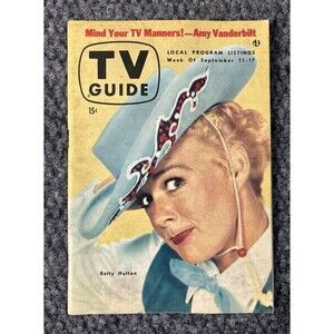 Magazine TV Guide Sept 11 1954 Betty Hutton Rusty Hamer Nancy Kenyon Vtg